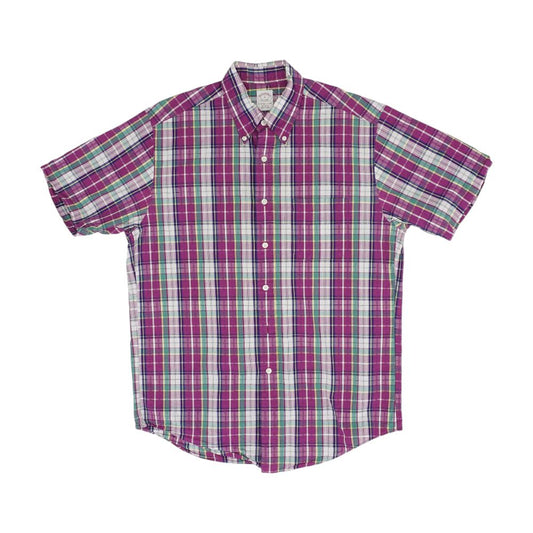 Magenta Plaid Short Sleeve Button Down