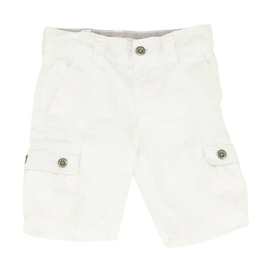 White Solid Cargo Shorts