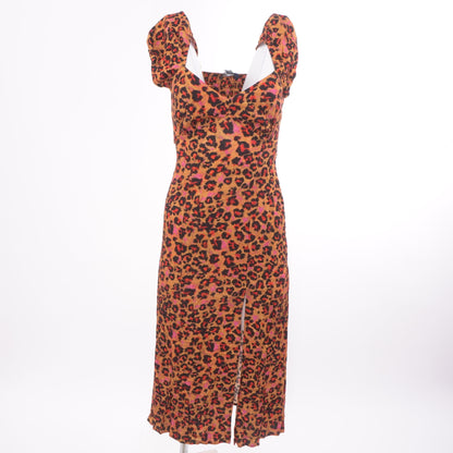 Orange Animal Print Midi Dress