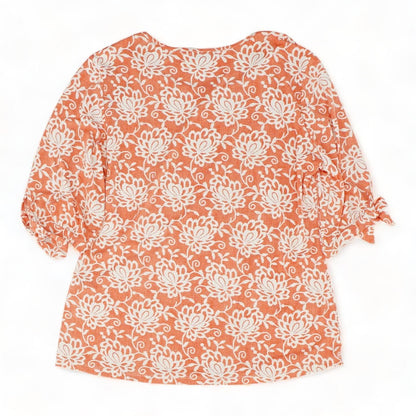 Coral Floral 3/4 Sleeve Blouse