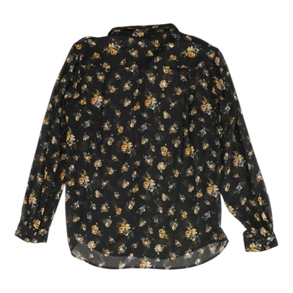 Black Floral Button Down