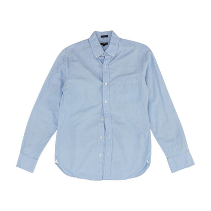 Blue Solid Long Sleeve Button Down
