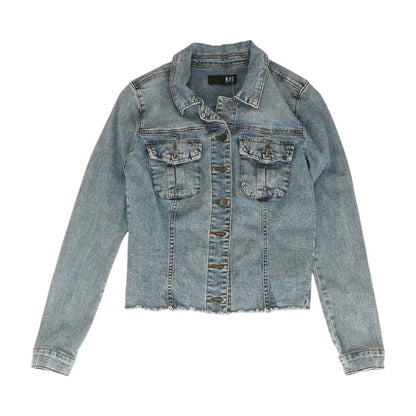 Blue Solid Denim Jacket