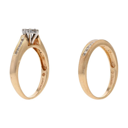 .20 Ct 14K Gold Round Diamond Marquise Setting Engagement Ring And Band Set