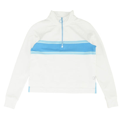 White Color Block 1/4 Zip Pullover
