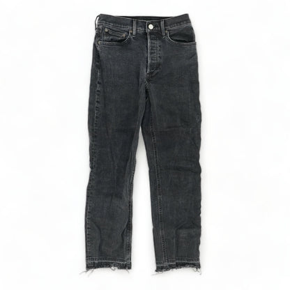 Black Solid High Rise Straight Leg Jeans