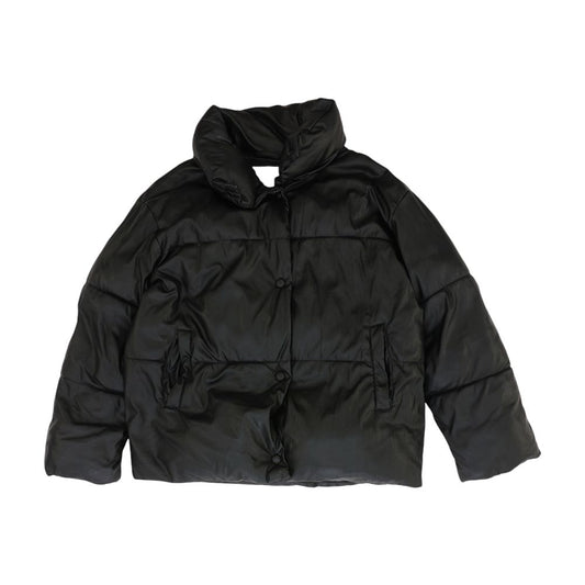 Black Solid Puffer Coat