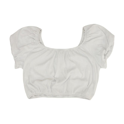 White Cropped Knit Top