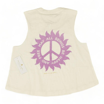White Graphic May All Beings Cropped Tank
