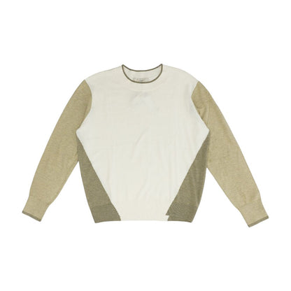 White Color Block Crewneck Sweater