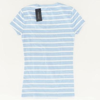 Blue Striped V Neck T-Shirt