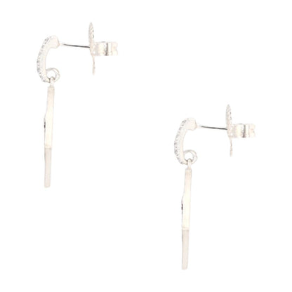 Sterling Silver Flat Square With Black Rhodium Drop Earrings