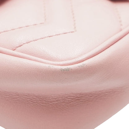 Pink GG Marmont Super Mini Bag in Chevron Leather