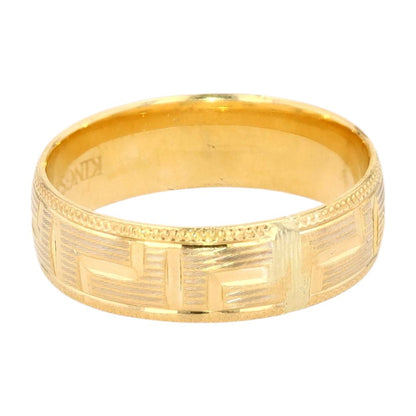 18K Gold Greek Key Patterned Band