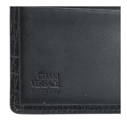 Black Lizard Skin Bifold Leather Wallet