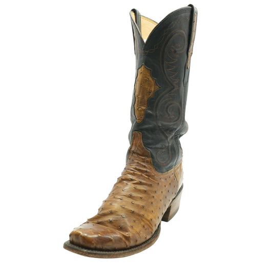 Rowdy Ostrich Brown Leather Western Boots