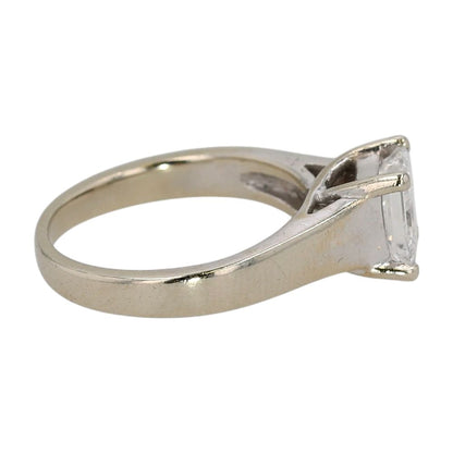 1.00 ct 14K White Gold Princess Cut Center Diamond Engagement Ring In Bold Shank