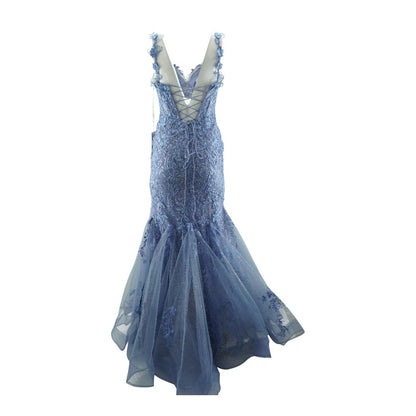 Blue Floral Formal Maxi Dress