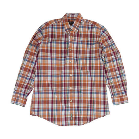 Orange Plaid Long Sleeve Button Down