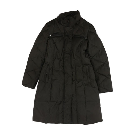 Black Solid Puffer Coat