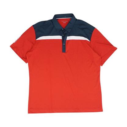 Red Color Block Short Sleeve Polo