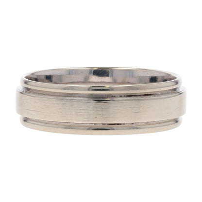 14K White Gold Grooved Edges Polished Band