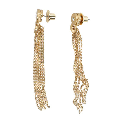 Gold Tone Hydra Fringe Drop Convertible Earrings