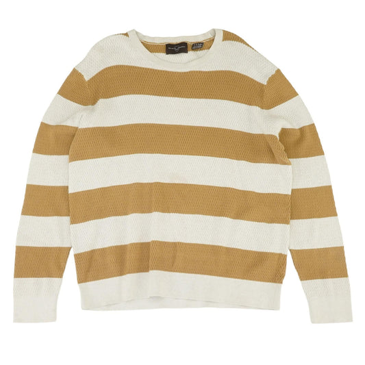 Tan Striped Crewneck Sweater