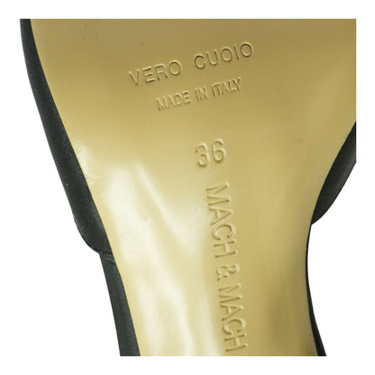 Crystal Heart Square Toe 95mm Slingback Black Heels