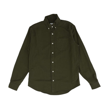 Green Solid Long Sleeve Button Down