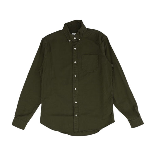 Green Solid Long Sleeve Button Down