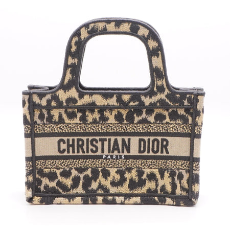 Mini Dior Book Tote in Beige Multicolor Mizza Embroidery