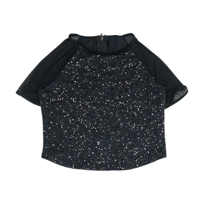 Black Solid Short Sleeve Blouse
