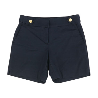 Navy Solid High Waisted Chino Shorts