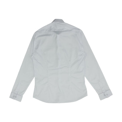 White Solid Long Sleeve Button Down