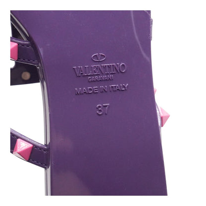 Purple And Pink Rockstud Flat Rubber Sandal
