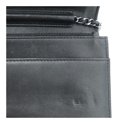 Black Embellished Chevron Boy Wallet on Chain