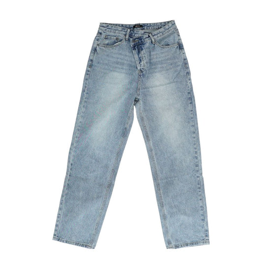 Blue High Rise Straight Leg Jeans