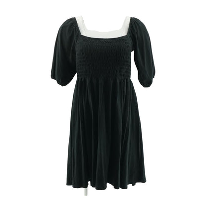 Black Solid Midi Dress