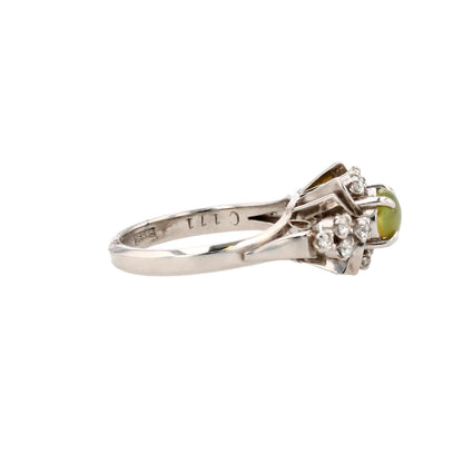 Platinum Chrysoberyl Catseye With Diamond Accents Ring