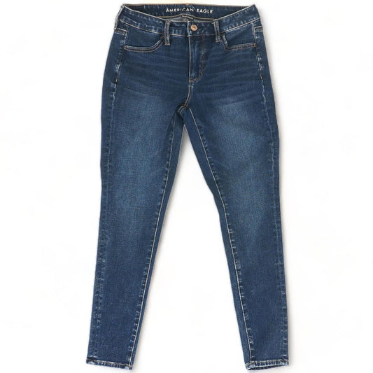 Navy Solid Mid Rise Skinny Leg Jeans
