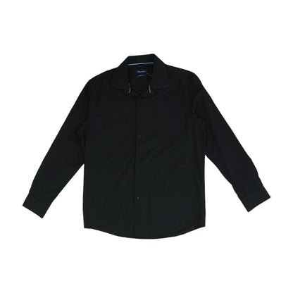 Black Solid Long Sleeve Button Down