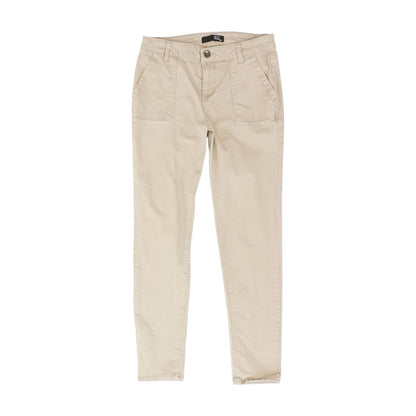 Beige Solid Pants