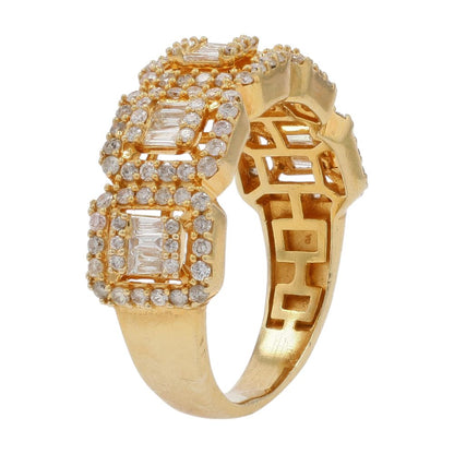 1.10 Ct 10K Gold Diamond Pave Halo Cluster Anniversary Ring