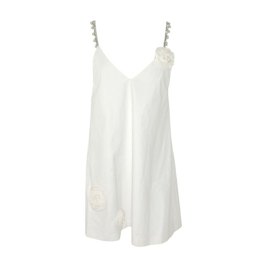 White Crystal Rosette Poplin Mini Dress