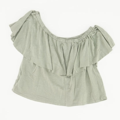 Green Solid Short Sleeve Blouse