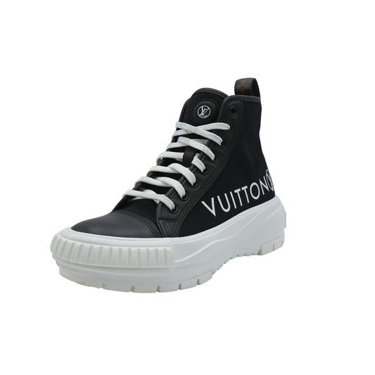 Black LV Squad Sneaker Boot in Vuitton Logo Canvas