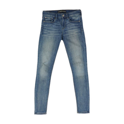 Blue Solid High Rise Skinny Leg Jeans