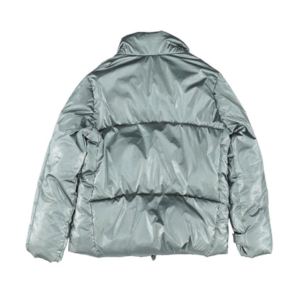 Silver Solid Puffer Coat