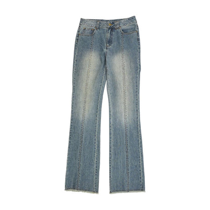 Denim Flared Jeans with Crystal Rose